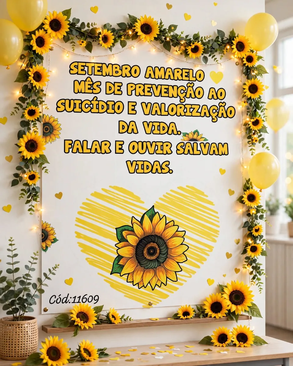 Painel Setembro Amarelo - Valorização da vida — Outros para Todas as séries: Prof, transforme sua sala de aula em um espaço…