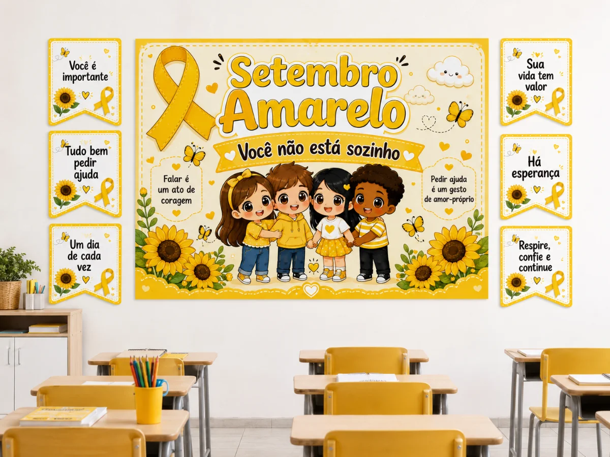Painel Setembro Amarelo – Você Não Está Sozinho | PDF para Imprimir — Alfabetização para Educação Infantil: 🌻💛 KIT…