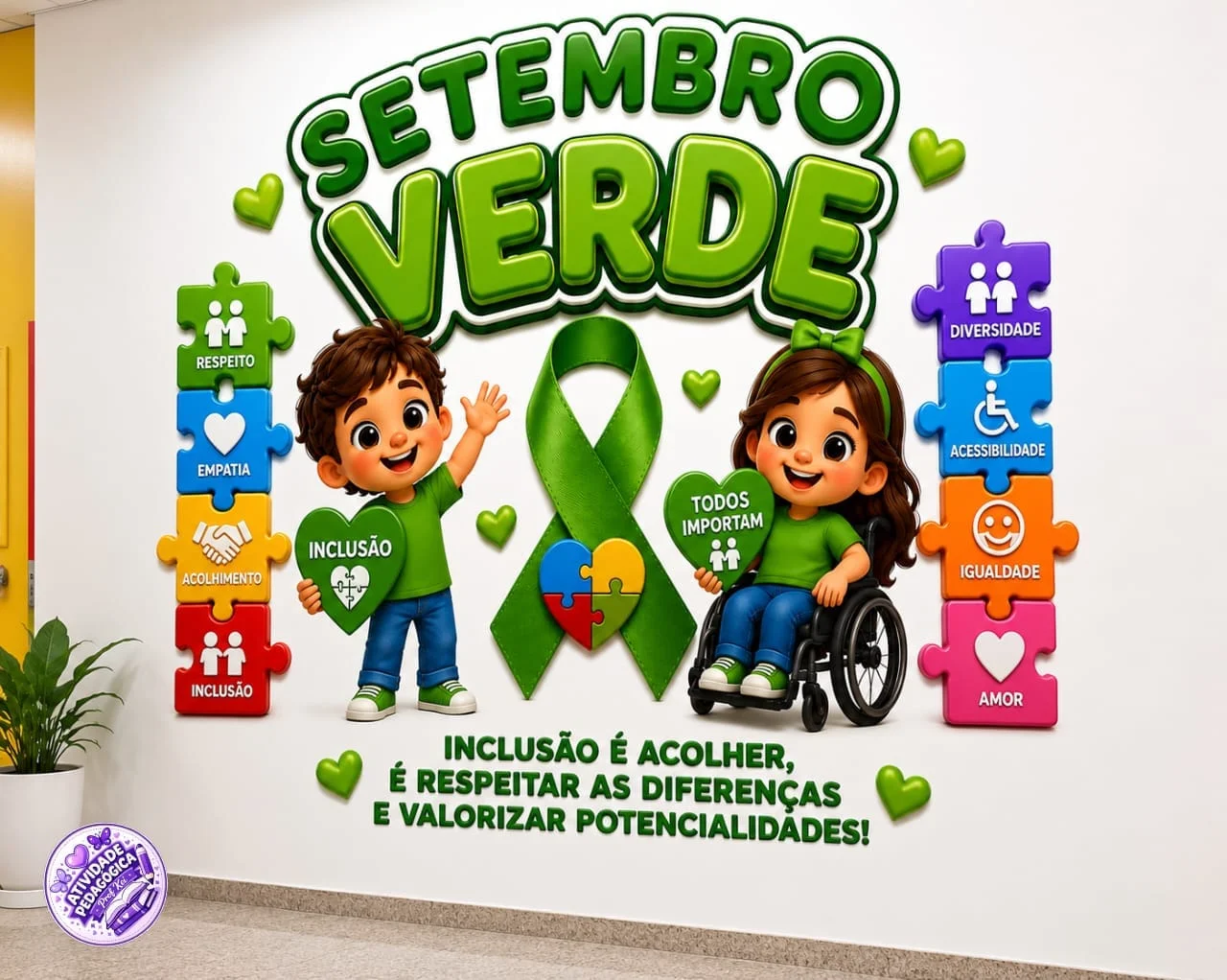 Painel Setembro Verde – Educação Especial 💚 — Alfabetização para Educação Infantil: Transforme sua escola em um espaço de…
