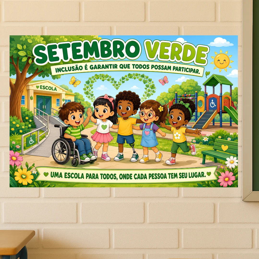 Painel Setembro Verde – Inclusão e Educação para Todos — amostra 1: Leve uma mensagem de inclusão, respeito e pertencimento…