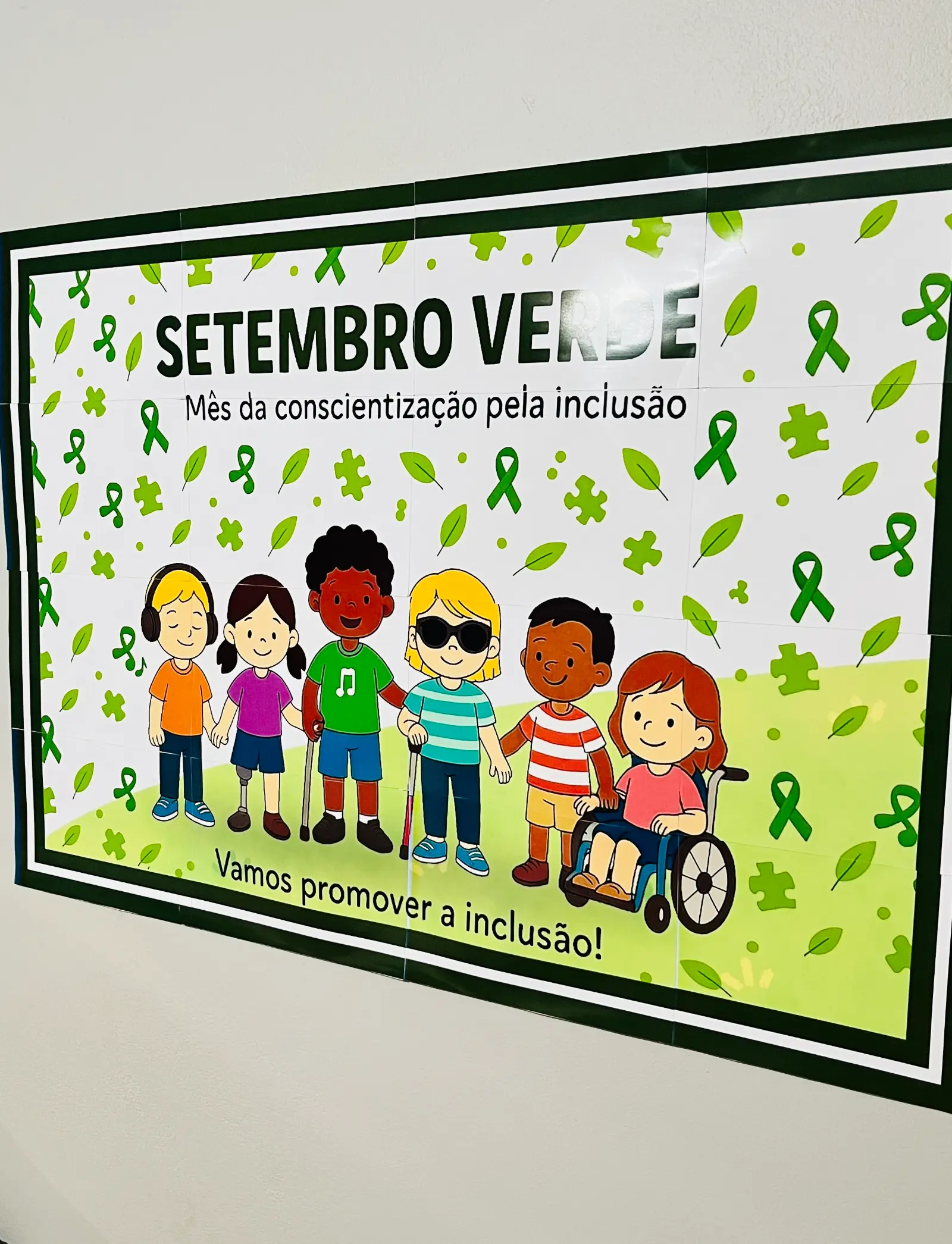 Painel Setembro Verde – Inclusão Escolar — amostra 2: Painel Setembro Verde para imprimir e decorar a escola, promovendo…
