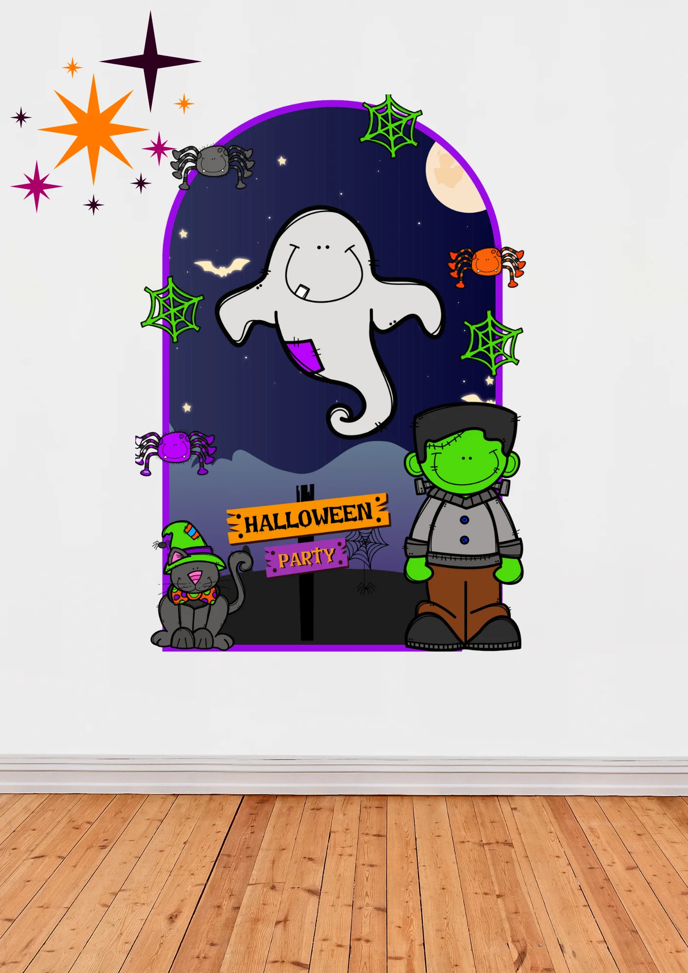 Painel Temático de Halloween – Decoração Escolar — amostra 2: Arquivo digital em PDF com 10 páginas, contendo o painel…