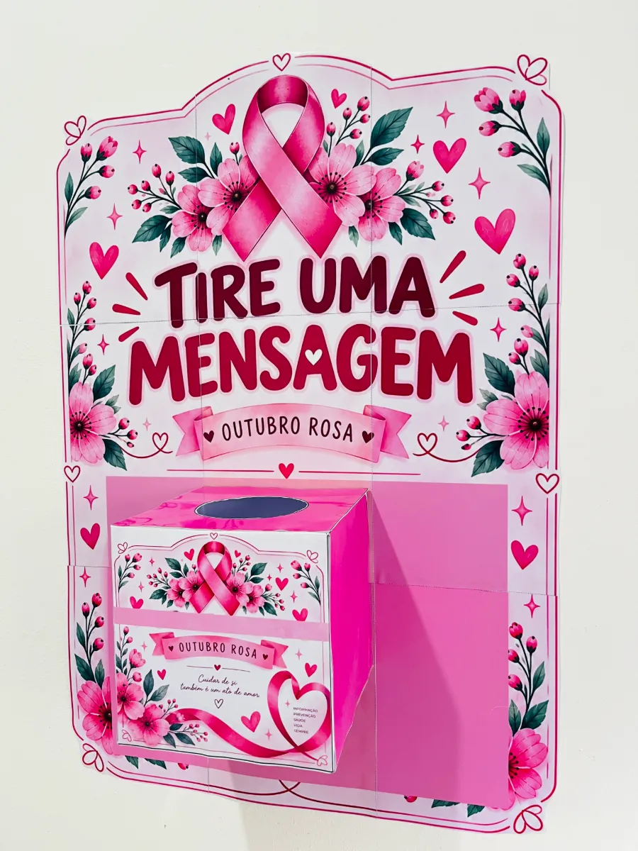 Painel Tire uma Mensagem – Outubro Rosa | Painel + Caixa — amostra 5: 🌷 Delicado, chamativo e especial, o painel é uma…