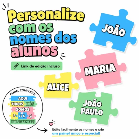 Painel Todos Nós Somos Peças Importantes – Editável — amostra 1: Painel “Todos Nós Somos Peças Importantes” com peças de…
