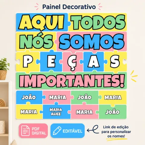 Painel Todos Nós Somos Peças Importantes – Editável — capa do material
