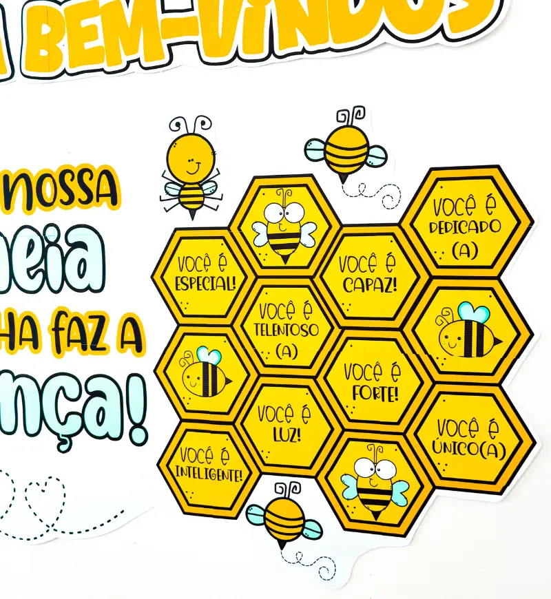 Painel Volta às Aulas Colmeia para Acolher a Equipe Escolar — amostra 3: Como usar na escola e na semana pedagógica