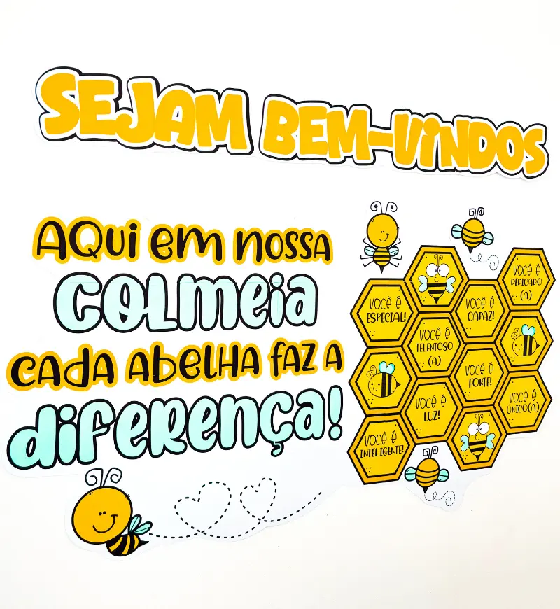 Painel Volta às Aulas Colmeia para Acolher a Equipe Escolar — Atividades para Educação Infantil: Receba a equipe escolar…