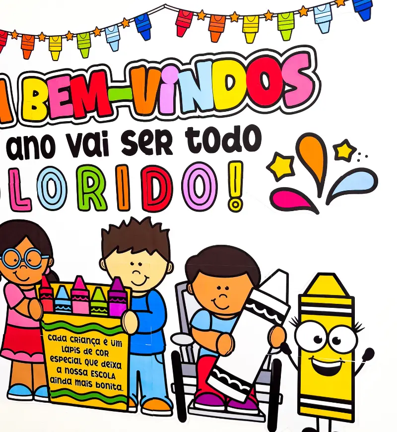 Painel Volta às Aulas Colorido em PDF para Imprimir — amostra 3: Como usar na sala de aula