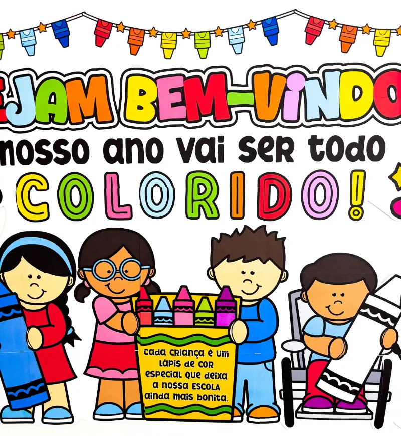 Painel Volta às Aulas Colorido em PDF para Imprimir — amostra 4: Para quem é indicado