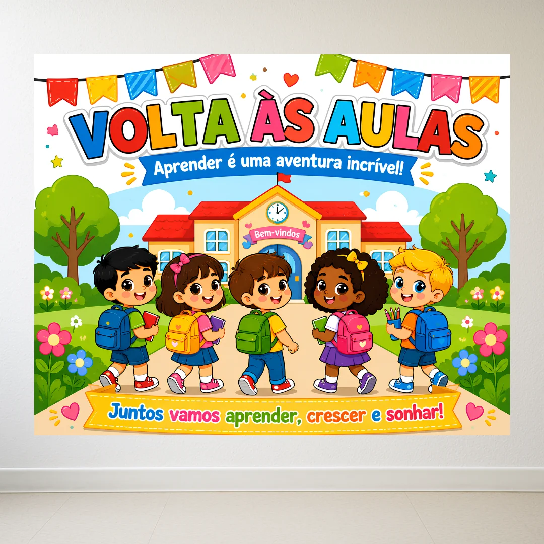 Painel Volta às Aulas - (Disponível em 6 folhas a4 e 15 folhas a4) — amostra 1: O que vem no material