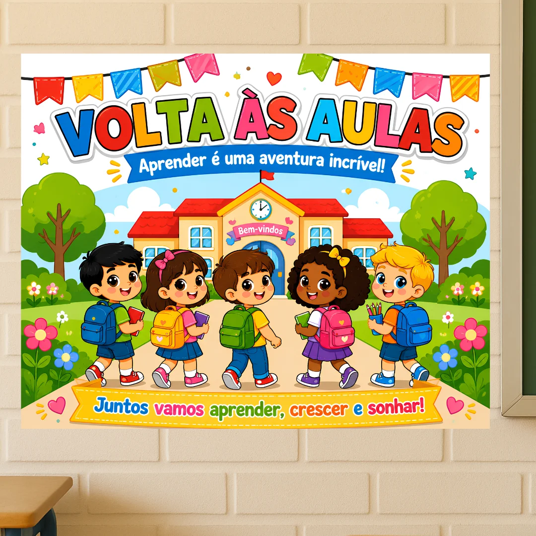 Painel Volta às Aulas - (Disponível em 6 folhas a4 e 15 folhas a4) — capa do material