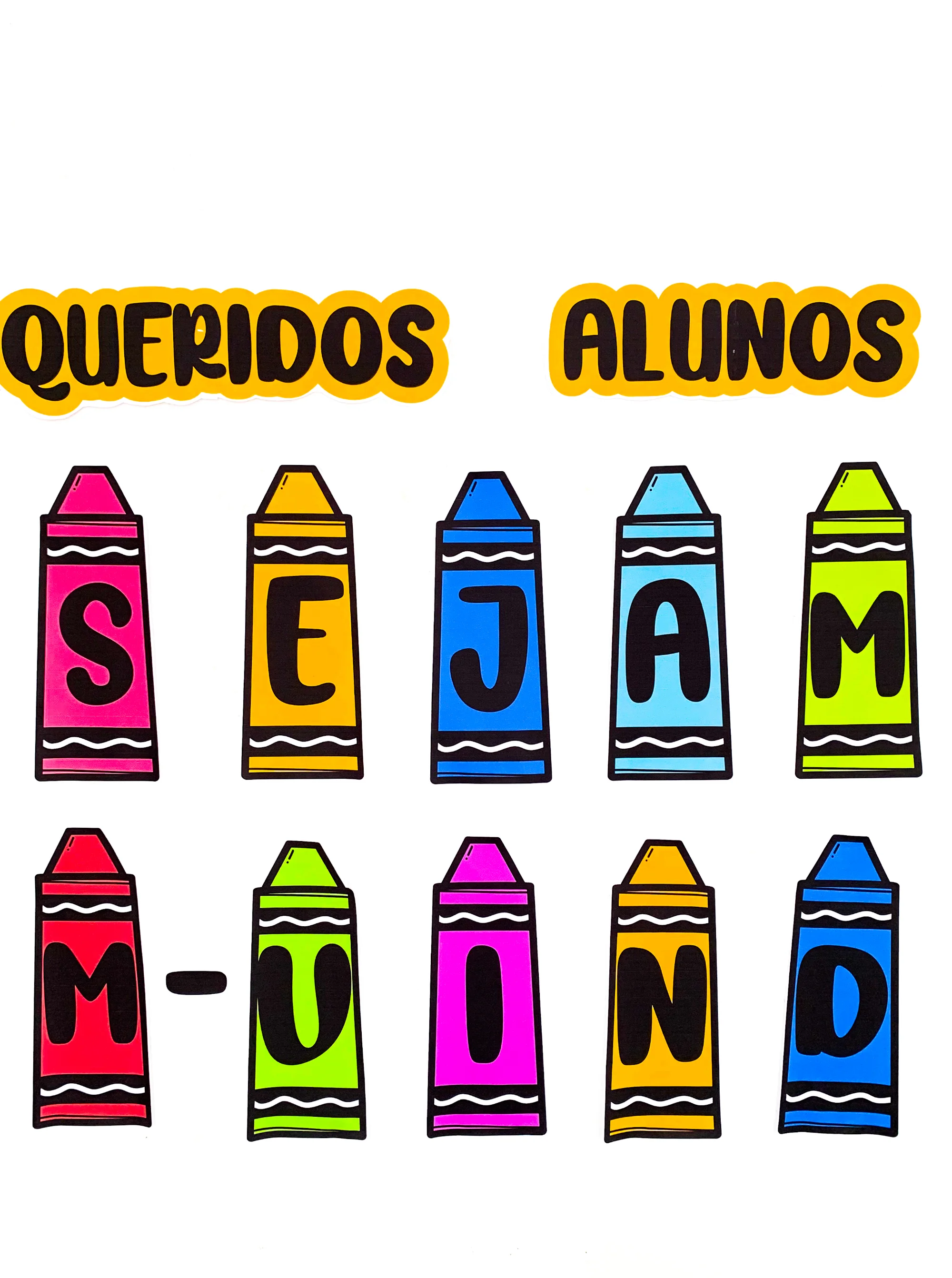 Painel Volta às Aulas Giz de Cera para Educação Infantil em PDF — amostra 4: Painel Volta às Aulas tema Giz de Cera com…