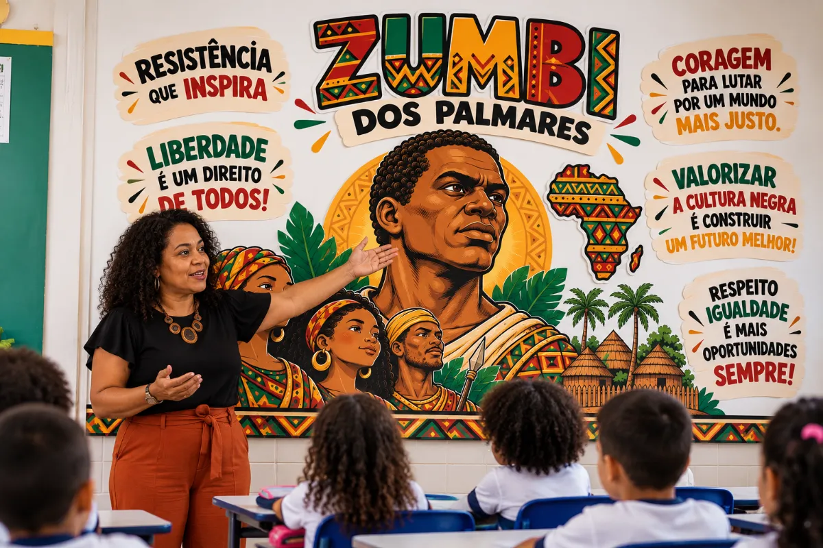 Painel Zumbi dos Palmares - Decoração de Ambiente Escolar — Datas comemorativas para Todas as séries: Transforme o espaço…