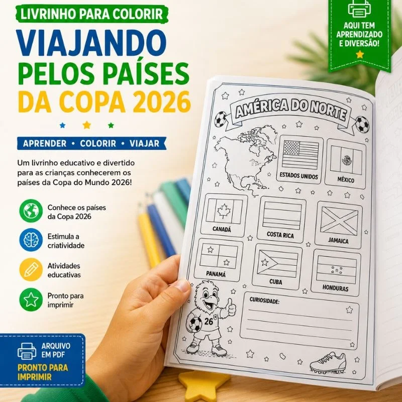 Países da Copa 2026 para Colorir e Aprender - Educação infantil — amostra 1: Um livrinho educativo e encantador para as…