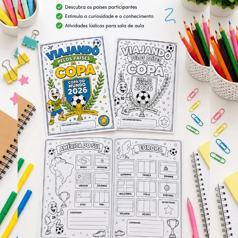 Países da Copa 2026 para Colorir e Aprender - Educação infantil — amostra 2: Um livrinho educativo e encantador para as…