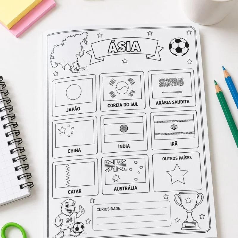 Países da Copa 2026 para Colorir e Aprender - Educação infantil — amostra 3: Um livrinho educativo e encantador para as…