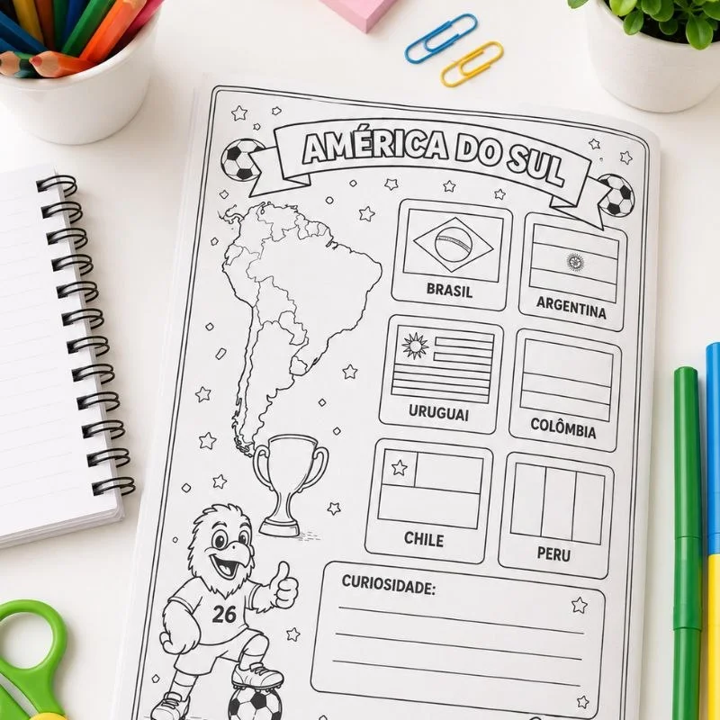 Países da Copa 2026 para Colorir e Aprender - Educação infantil — amostra 4: Um livrinho educativo e encantador para as…