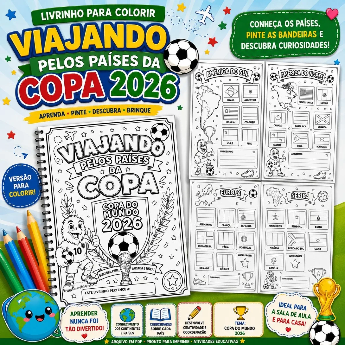 Países da Copa 2026 para Colorir e Aprender - Educação infantil — Ciências para Educação Infantil: Um livrinho educativo e…