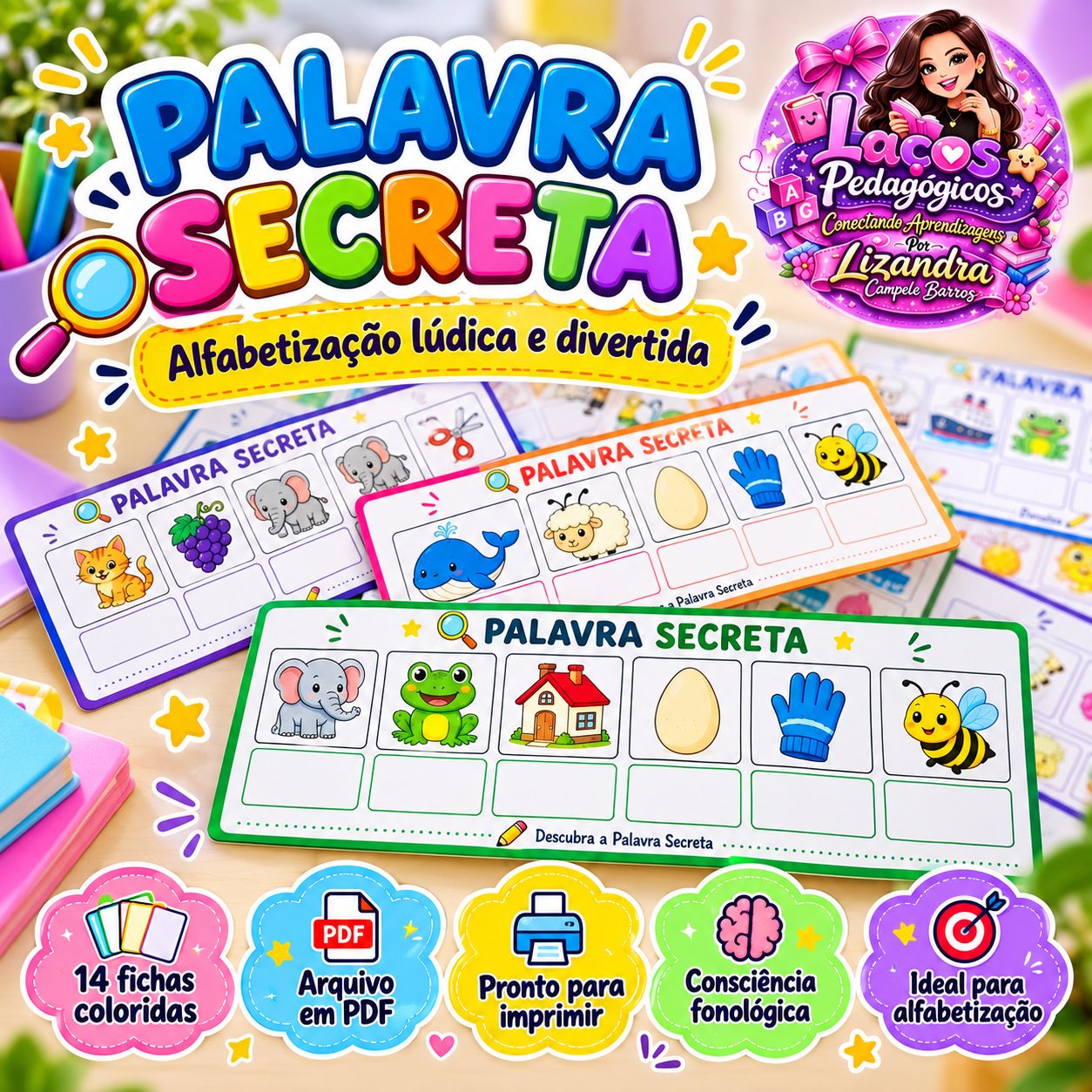 Palavra Secreta – 14 Fichas de Alfabetização Anos Iniciais — capa do material