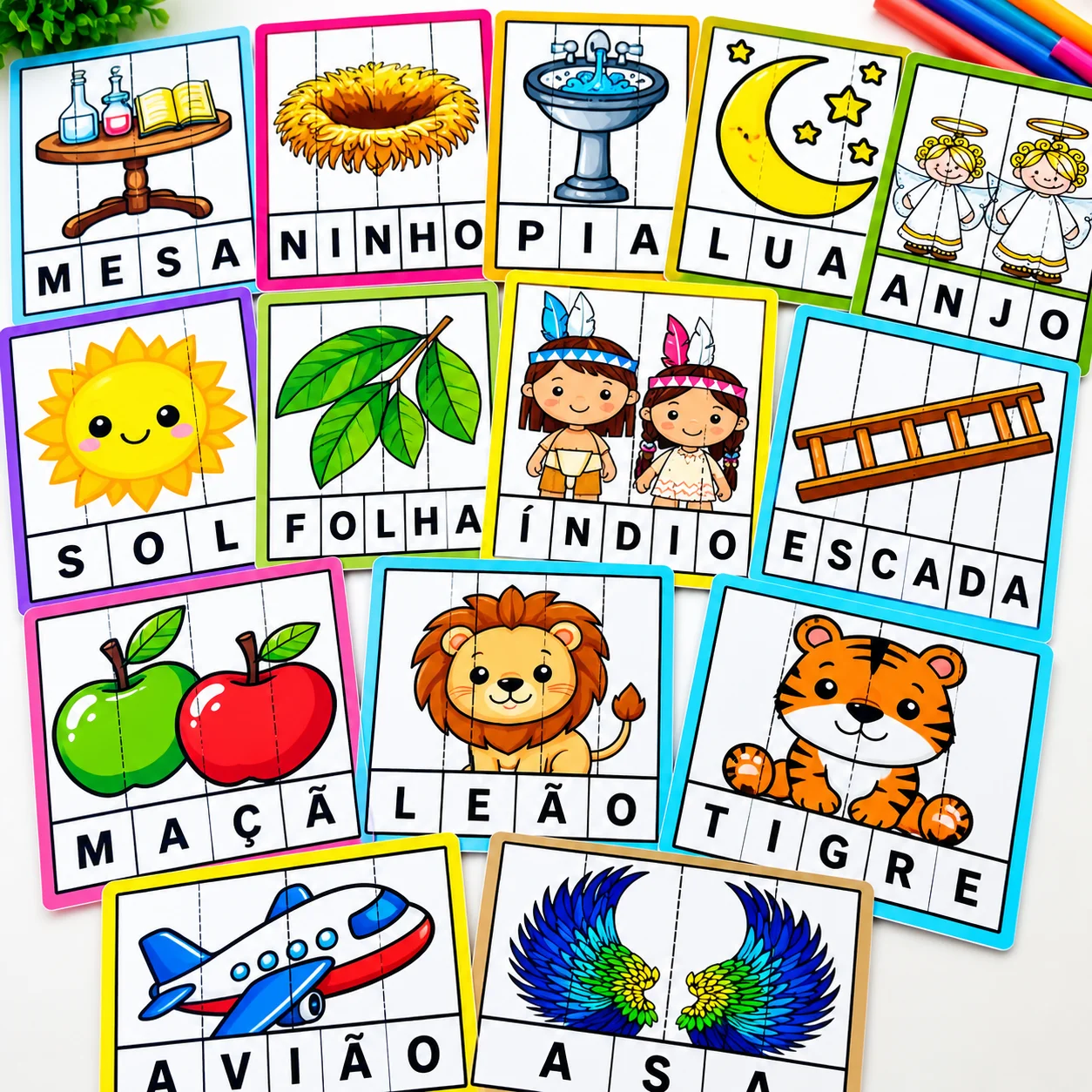 Palavras Fatiadas – Atividade de Alfabetização — amostra 2: Atividade com palavras fatiadas em letras para trabalhar…