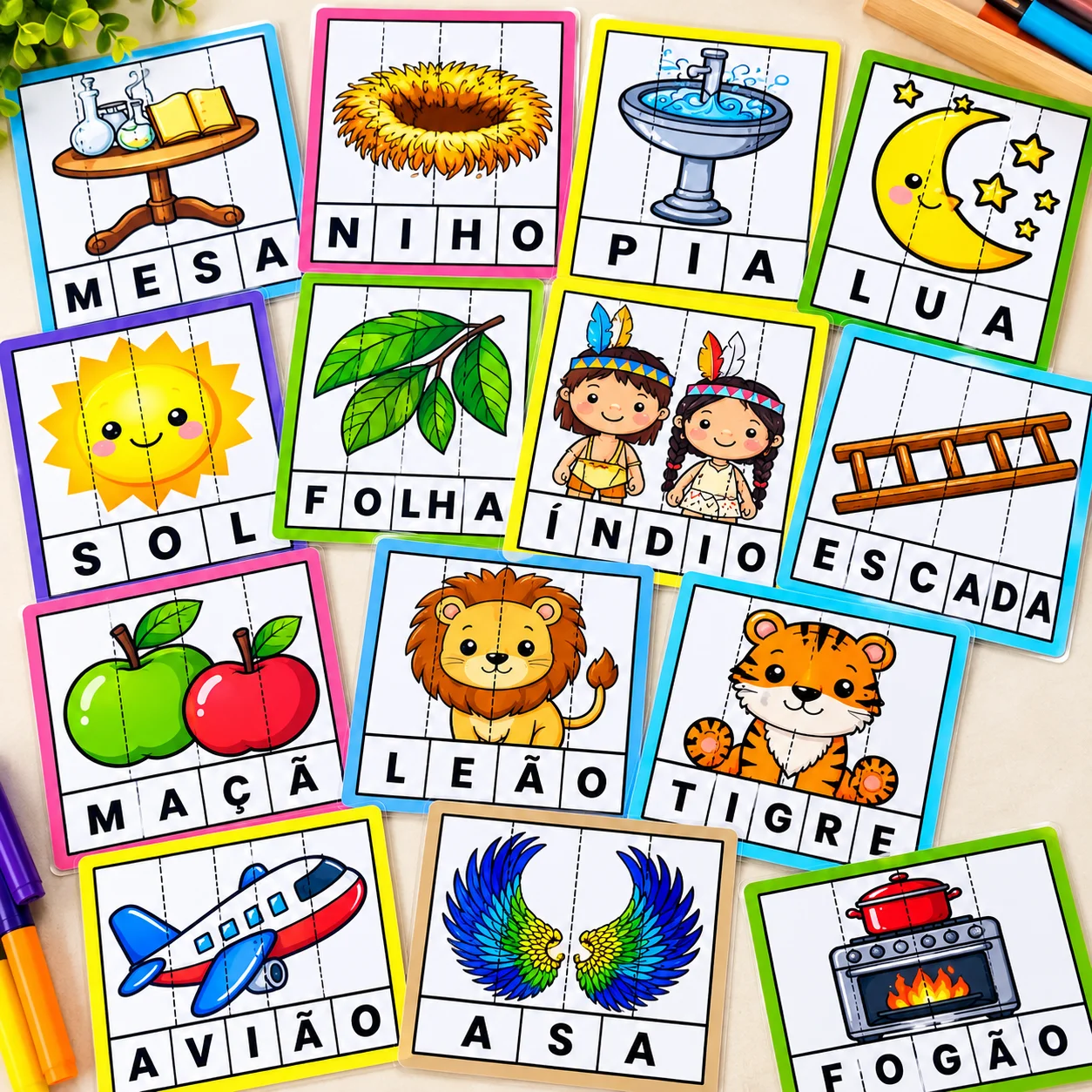 Palavras Fatiadas – Atividade de Alfabetização — Alfabetização para Educação Infantil: Atividade com palavras fatiadas em…