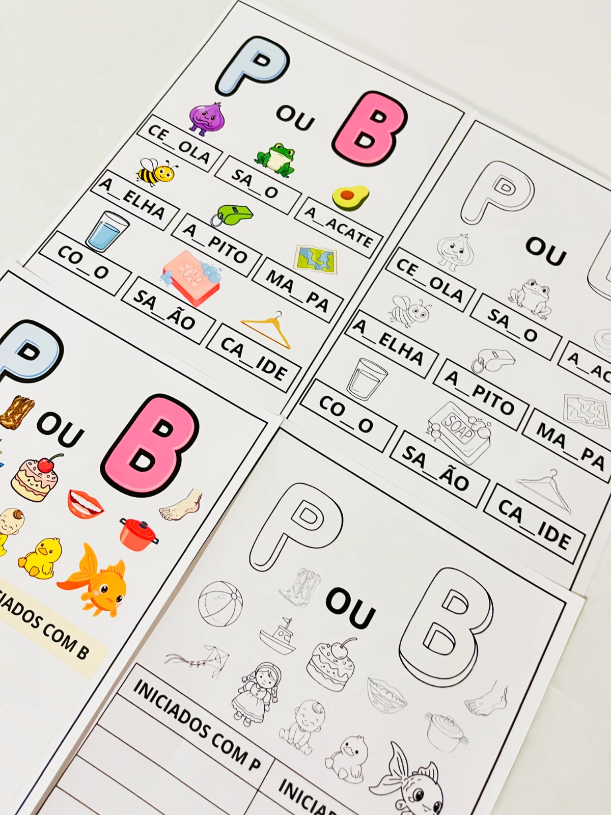 Palavras Iniciadas com P ou B – Atividade de Alfabetização — amostra 2: Uma proposta lúdica e visual para auxiliar as…