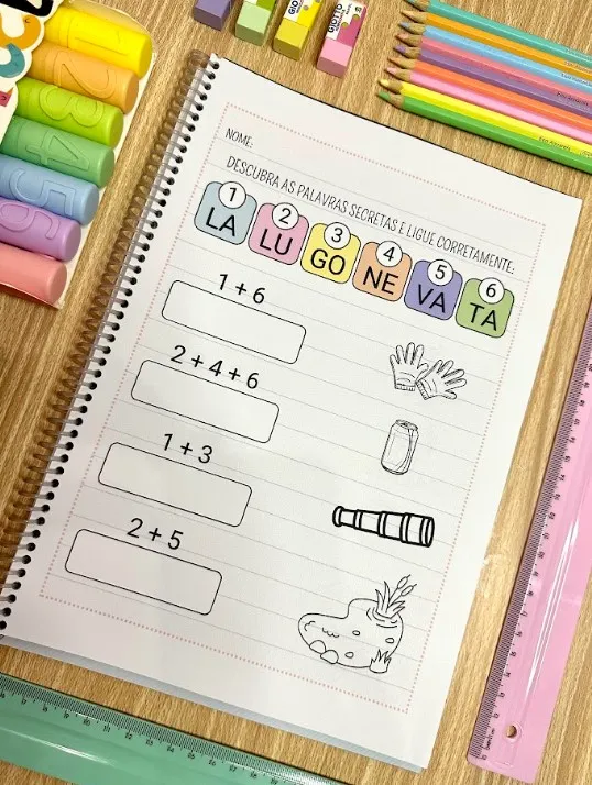 Palavras Misteriosas: 28 Páginas de Alfabetização — amostra 5: 28 páginas para seguir pistas numéricas, descobrir palavras…