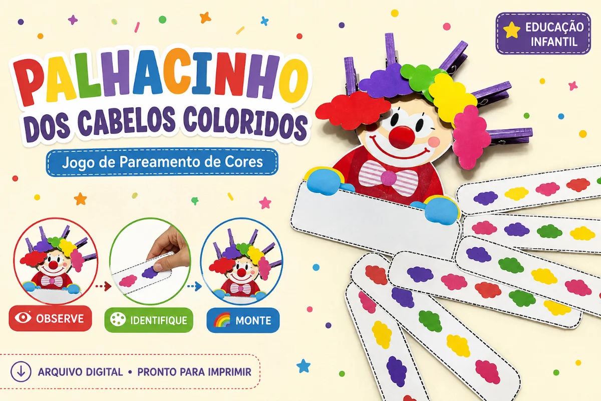 Palhacinho das Cores: Jogo de Pareamento e Sequências — capa do material