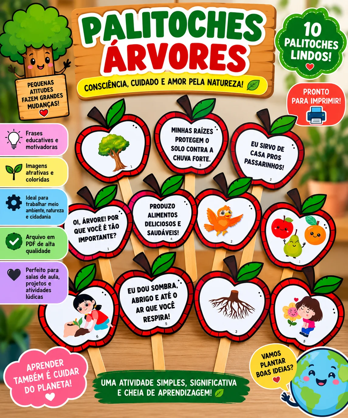 PALITOCHES ÁRVORES - ATIVIDADE LUDICA ANOS INICIAIS E INFANTIL — capa do material
