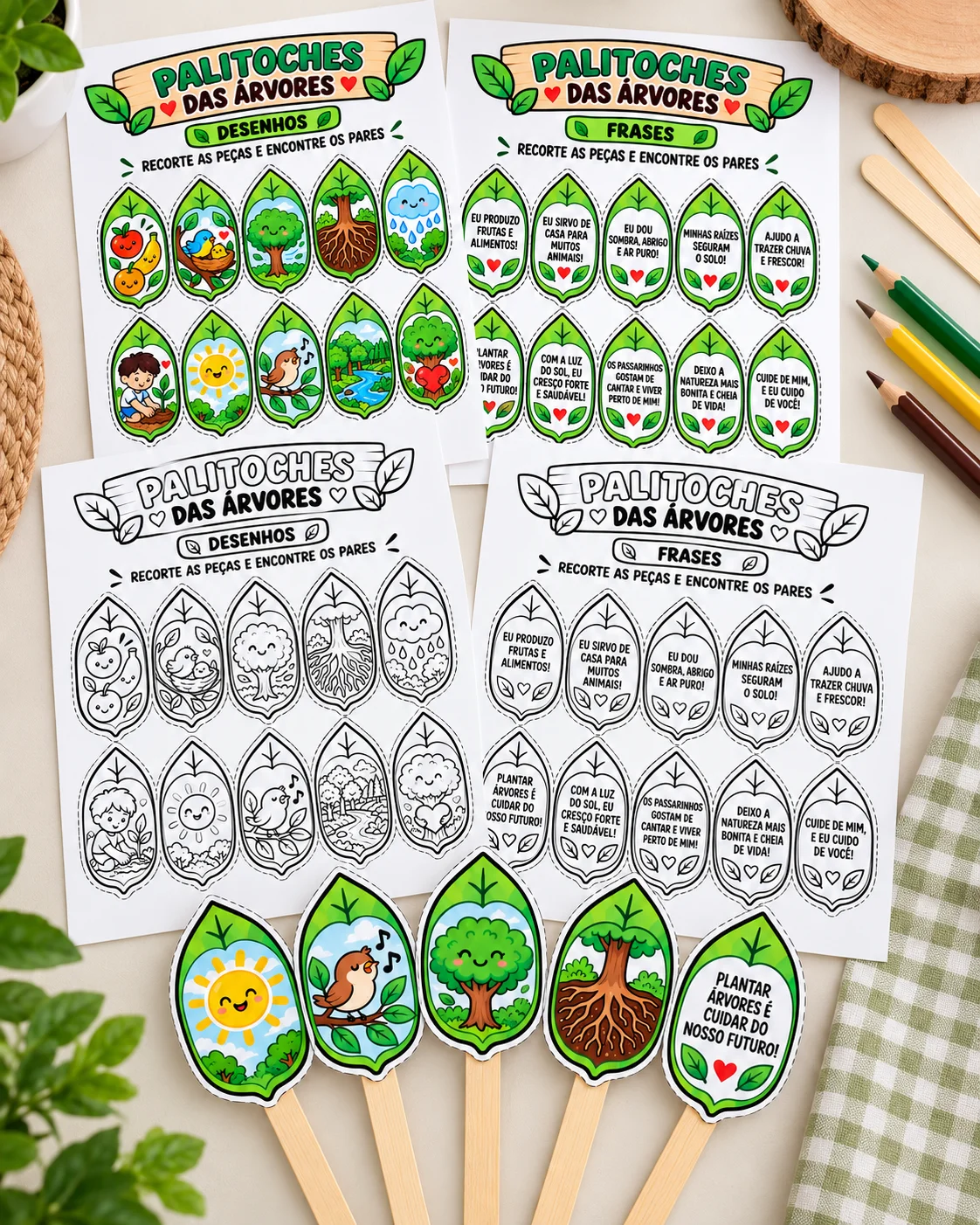 Palitoches das Árvores 🌳 Educação Infantil, 1° e 2° anos — amostra 1: 🌳 PALITOCHES DAS ÁRVORES