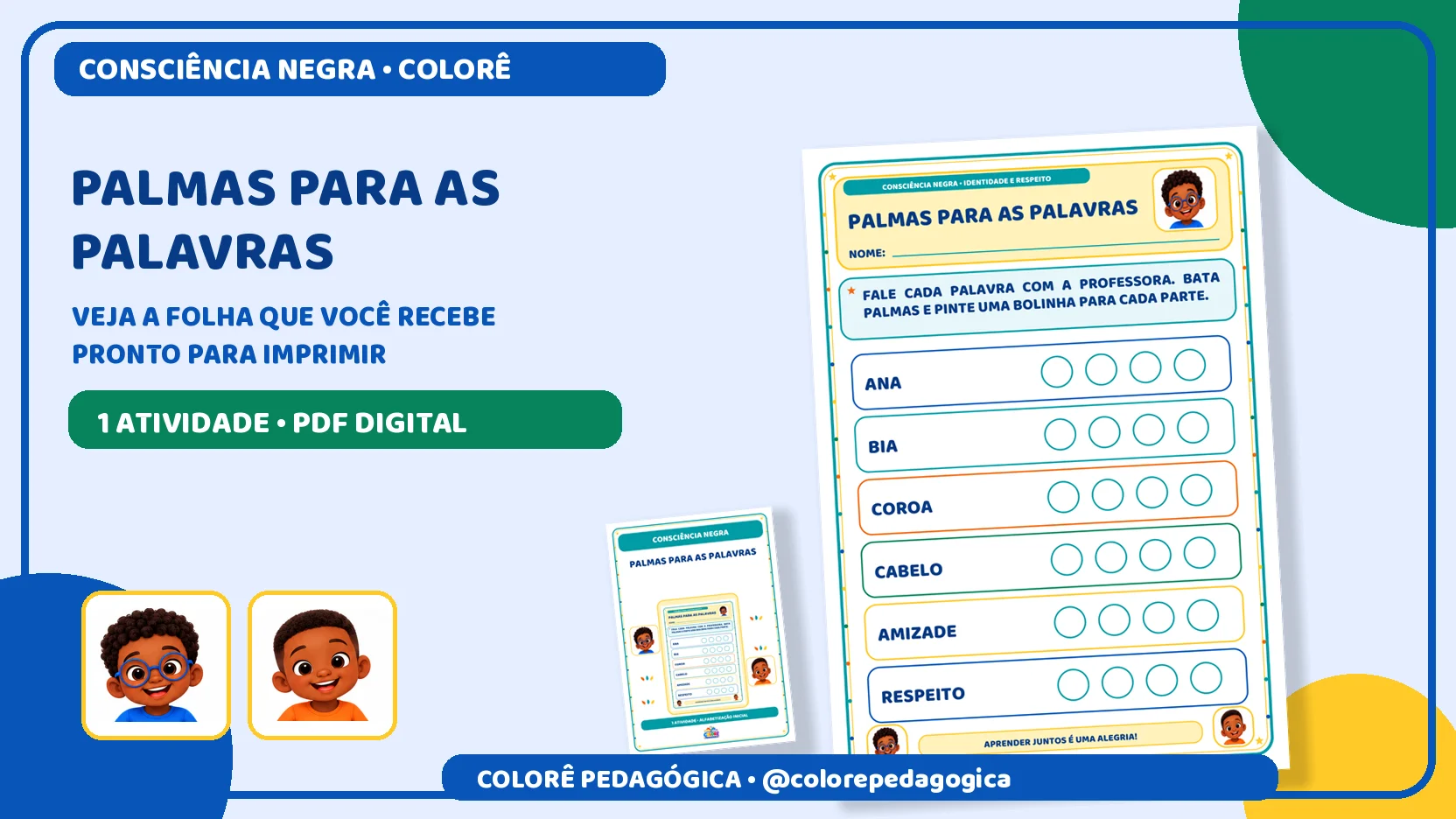 Palmas para as palavras | Consciência Negra — capa do material