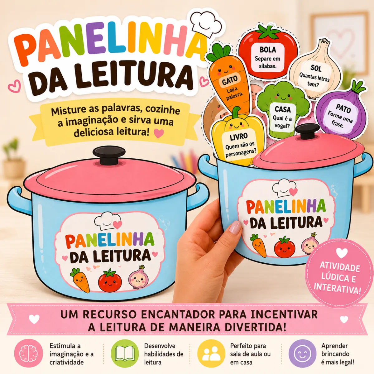 🍲📚 PANELINHA DA LEITURA – alfabetização anos iniciais🥕🍅✨ — amostra 3: Com a Panelinha da Leitura, seus alunos vão…