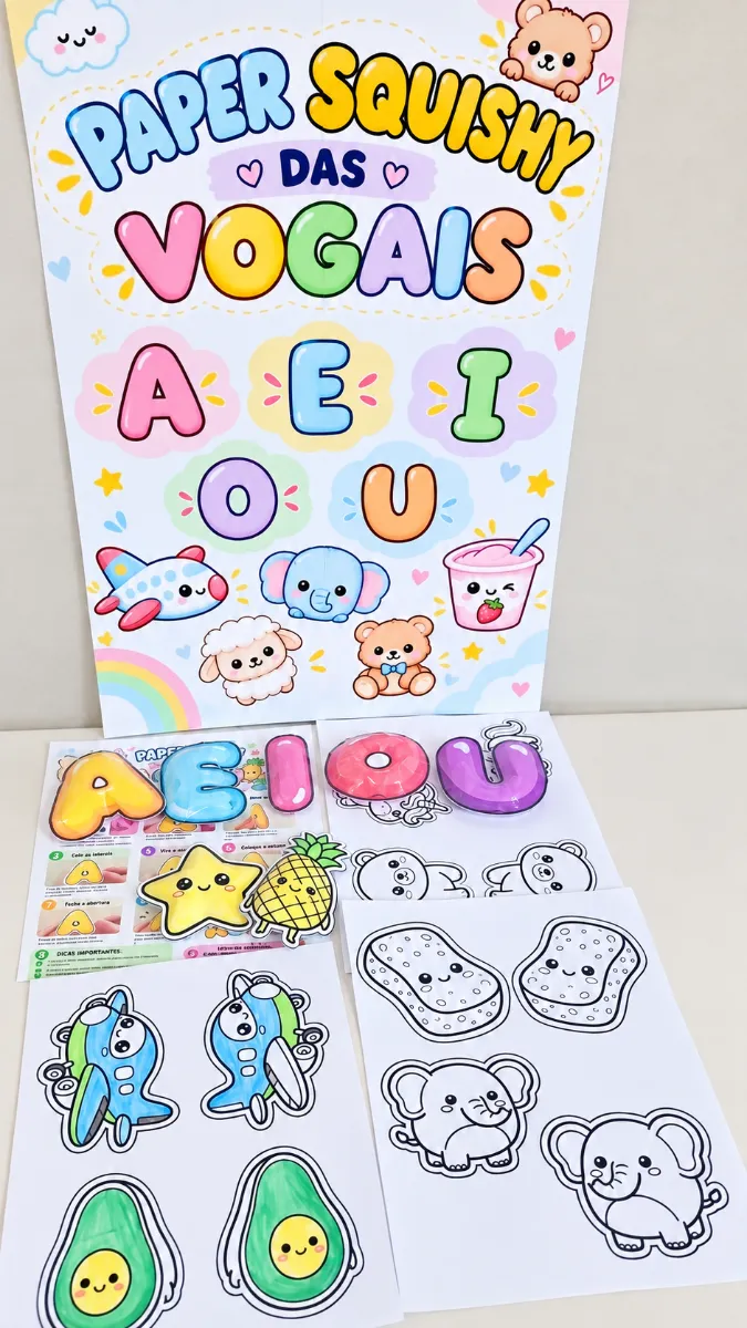 Paper Squishy Das Vogais– Kit Lúdico Para Educação Infantil — amostra 1: Paper Squishy Das Vogais– Kit Lúdico Para Educação…