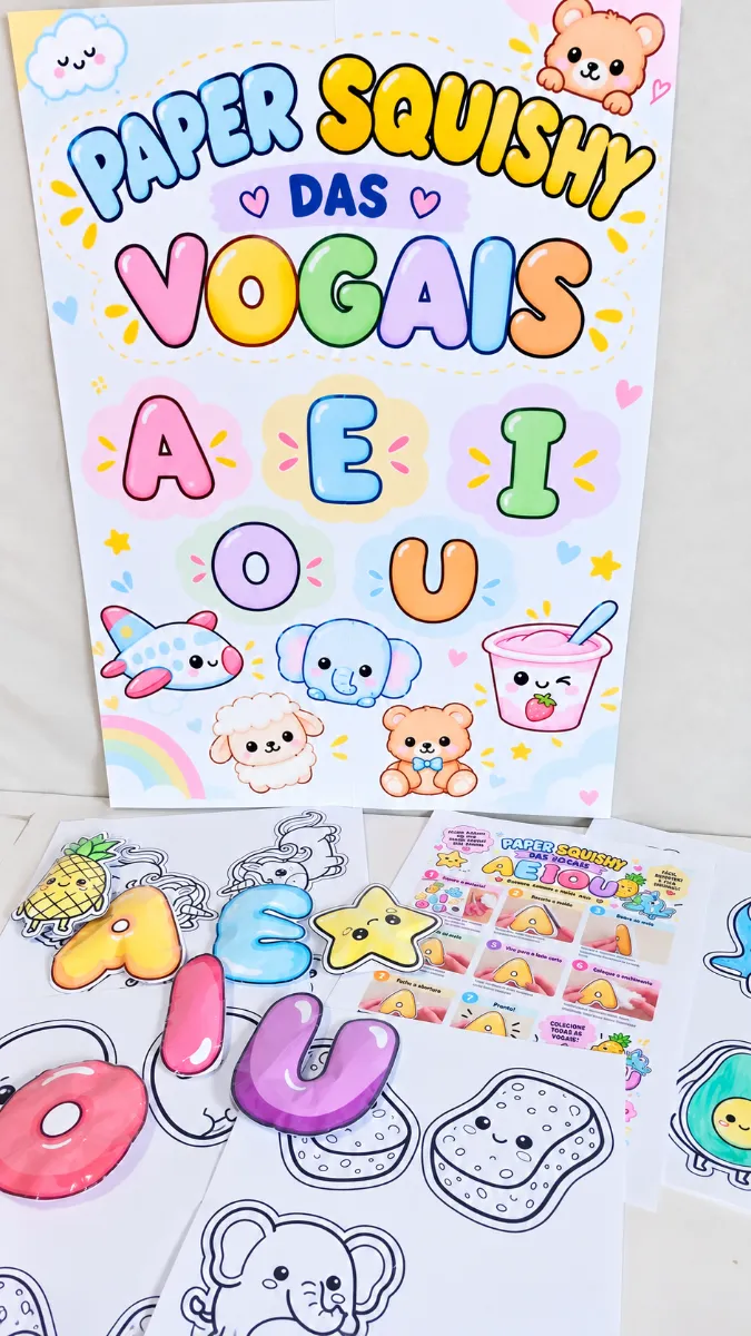 Paper Squishy Das Vogais– Kit Lúdico Para Educação Infantil — amostra 4: 🎯 IDEAL PARA
