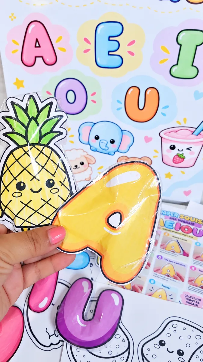 Paper Squishy Das Vogais– Kit Lúdico Para Educação Infantil — amostra 7: Kit Paper Squishy das Vogais com modelos para…