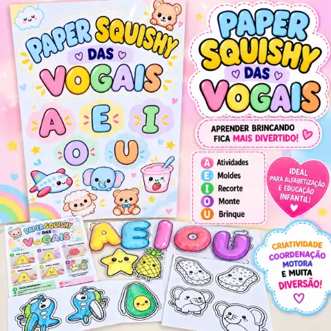 Paper Squishy Das Vogais– Kit Lúdico Para Educação Infantil — capa do material