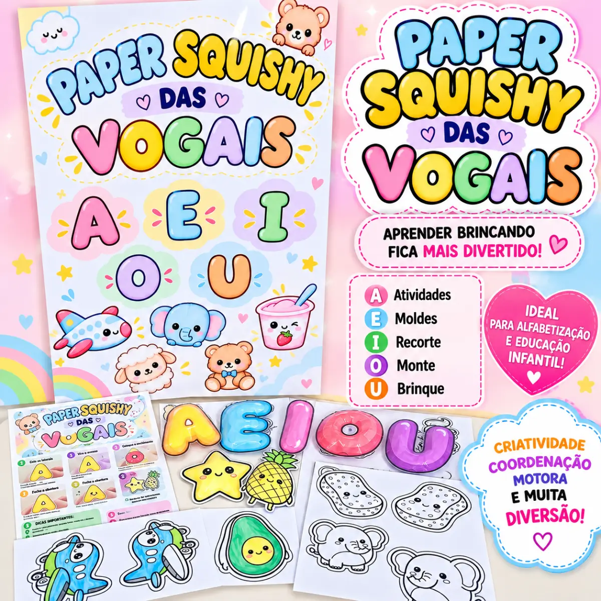 Paper Squishy Das Vogais– Kit Lúdico Para Educação Infantil — Atividades para Educação Infantil: Kit Paper Squishy das…