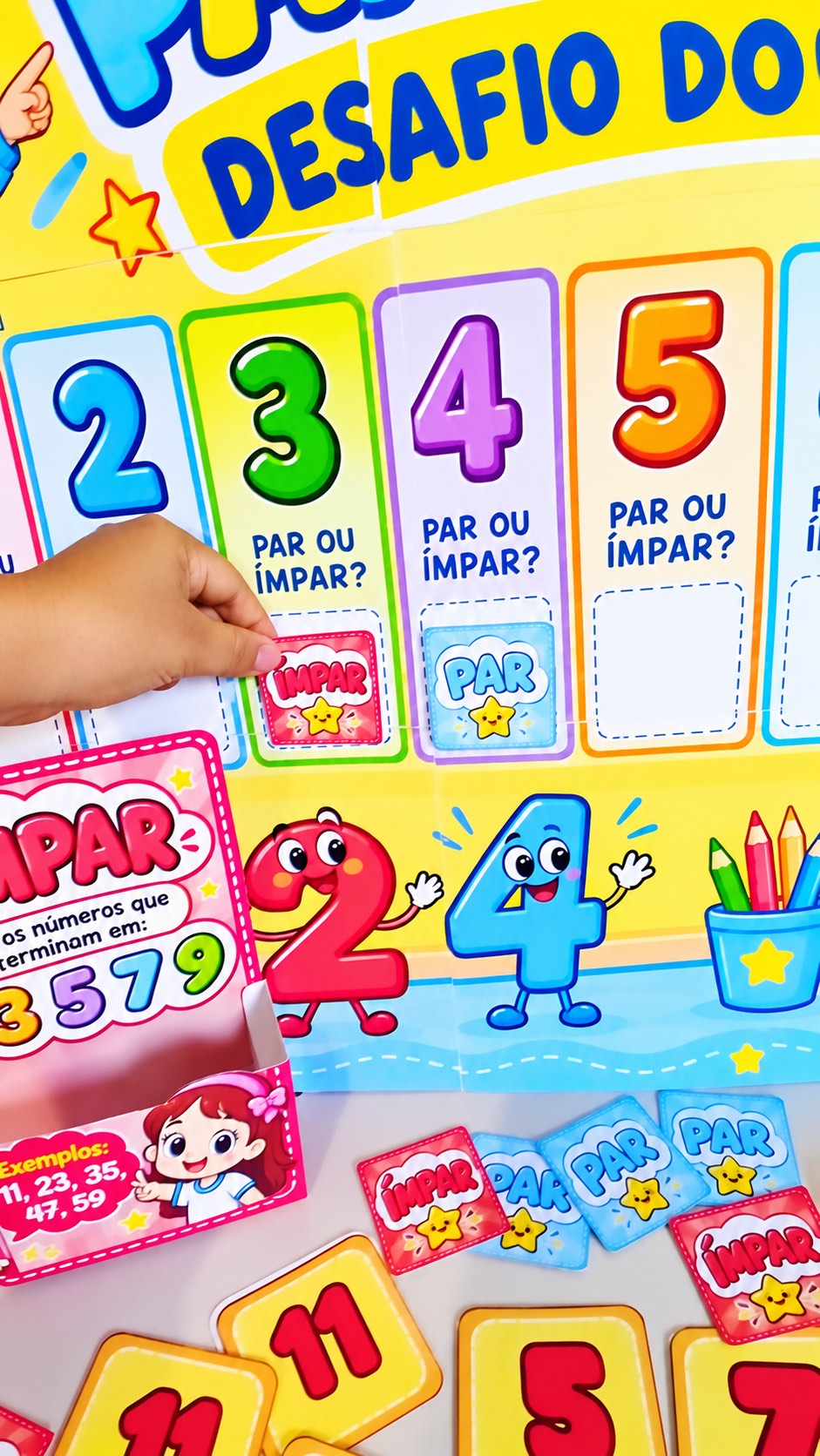 Par ou Ímpar – Desafio dos Números | Painel Interativo e Atividades — amostra 3: O material reúne painel, cartinhas…