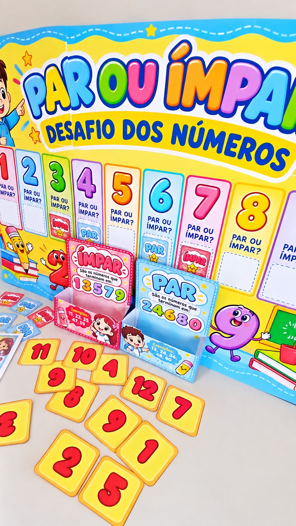 Par ou Ímpar – Desafio dos Números | Painel Interativo e Atividades — amostra 4: O material reúne painel, cartinhas…