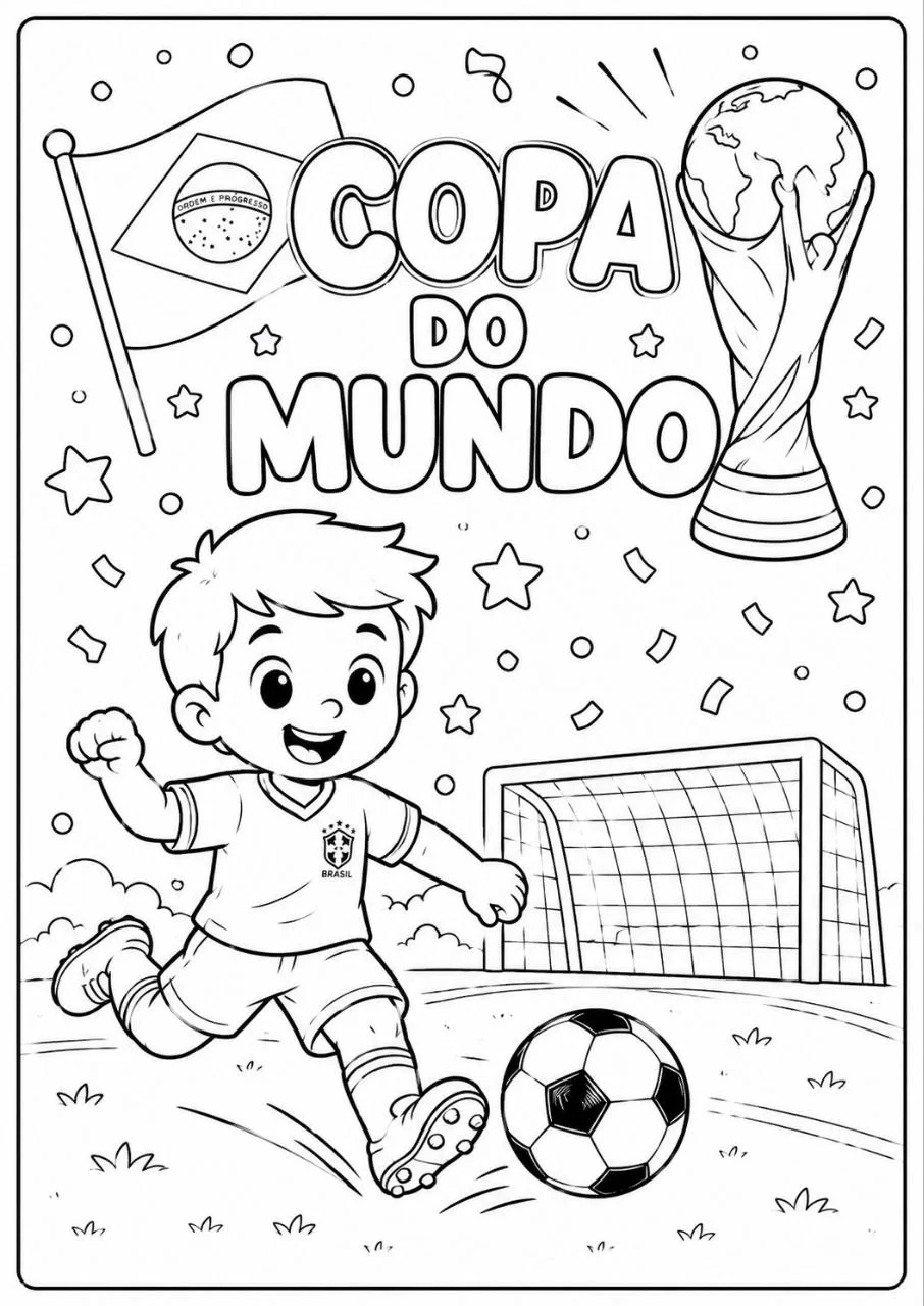 Para colorir Copa do Mundo 2026 | PDF Infantil para Colorir e Imprimir — amostra 2: Um material divertido, educativo e…
