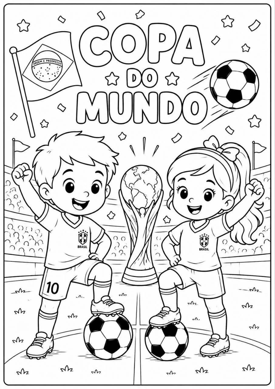 Para colorir Copa do Mundo 2026 | PDF Infantil para Colorir e Imprimir — amostra 5: Um material divertido, educativo e…