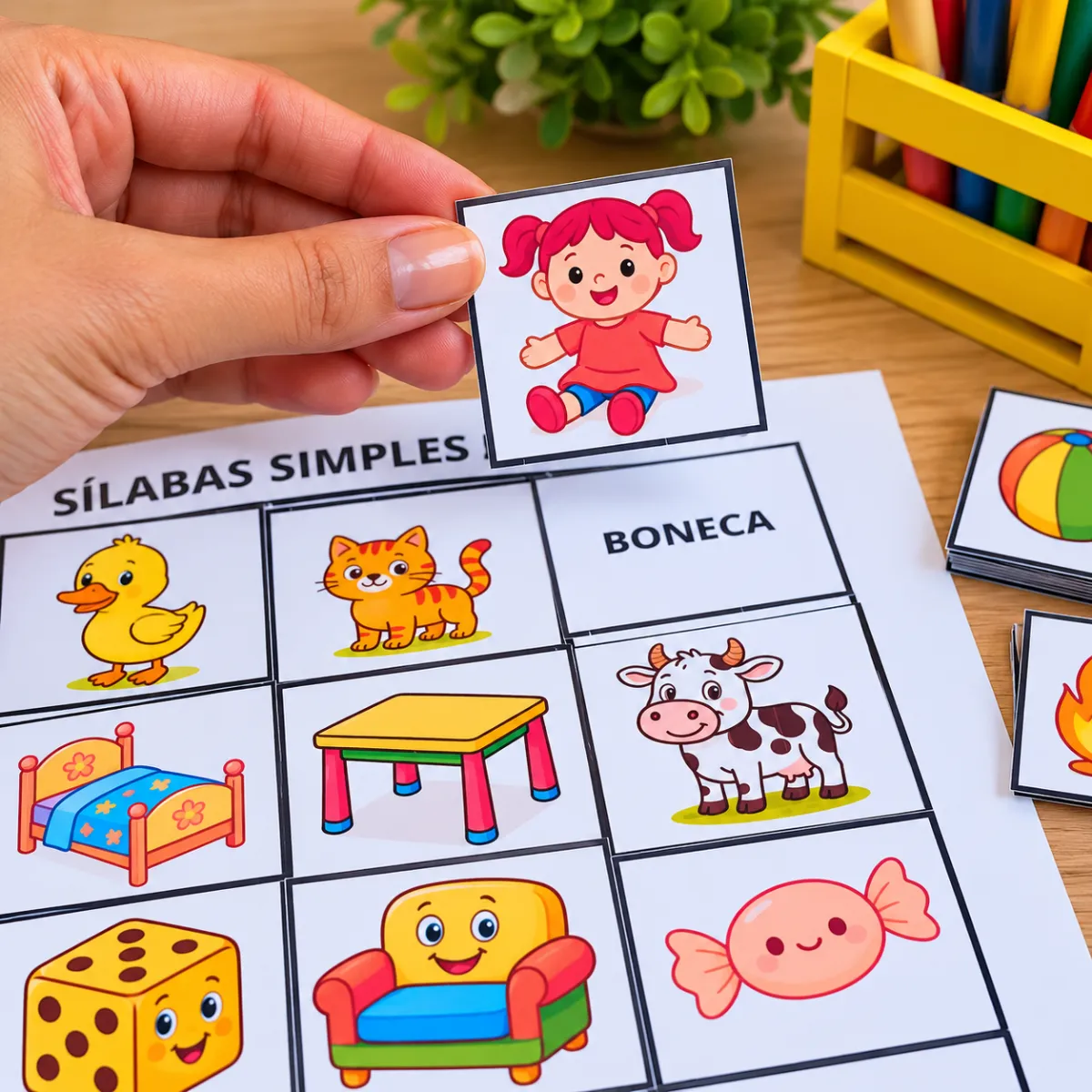 Pareamento de Sílabas Simples-Alfabetização — amostra 2: Atividade de pareamento de sílabas simples com palavras…