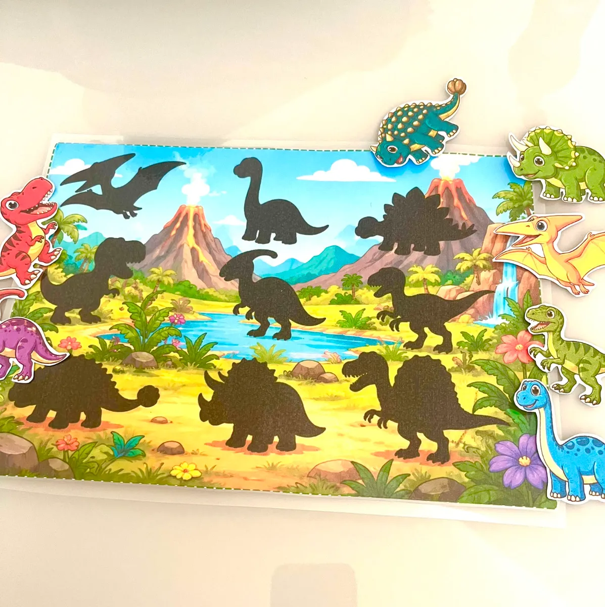 Pareamento de Sombras Dinossauros-Recurso Pedagógico — amostra 1: A Prancha de Pareamento Dinossauros foi criada para…