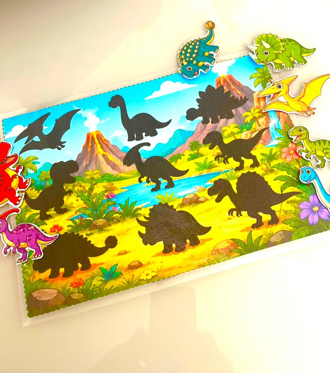 Pareamento de Sombras Dinossauros-Recurso Pedagógico — amostra 2: A Prancha de Pareamento Dinossauros foi criada para…