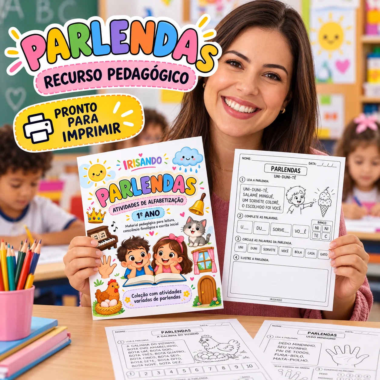 Parlendas – Atividades de Alfabetização - 1° ano — amostra 1: Uma coleção de atividades com parlendas populares para tornar…