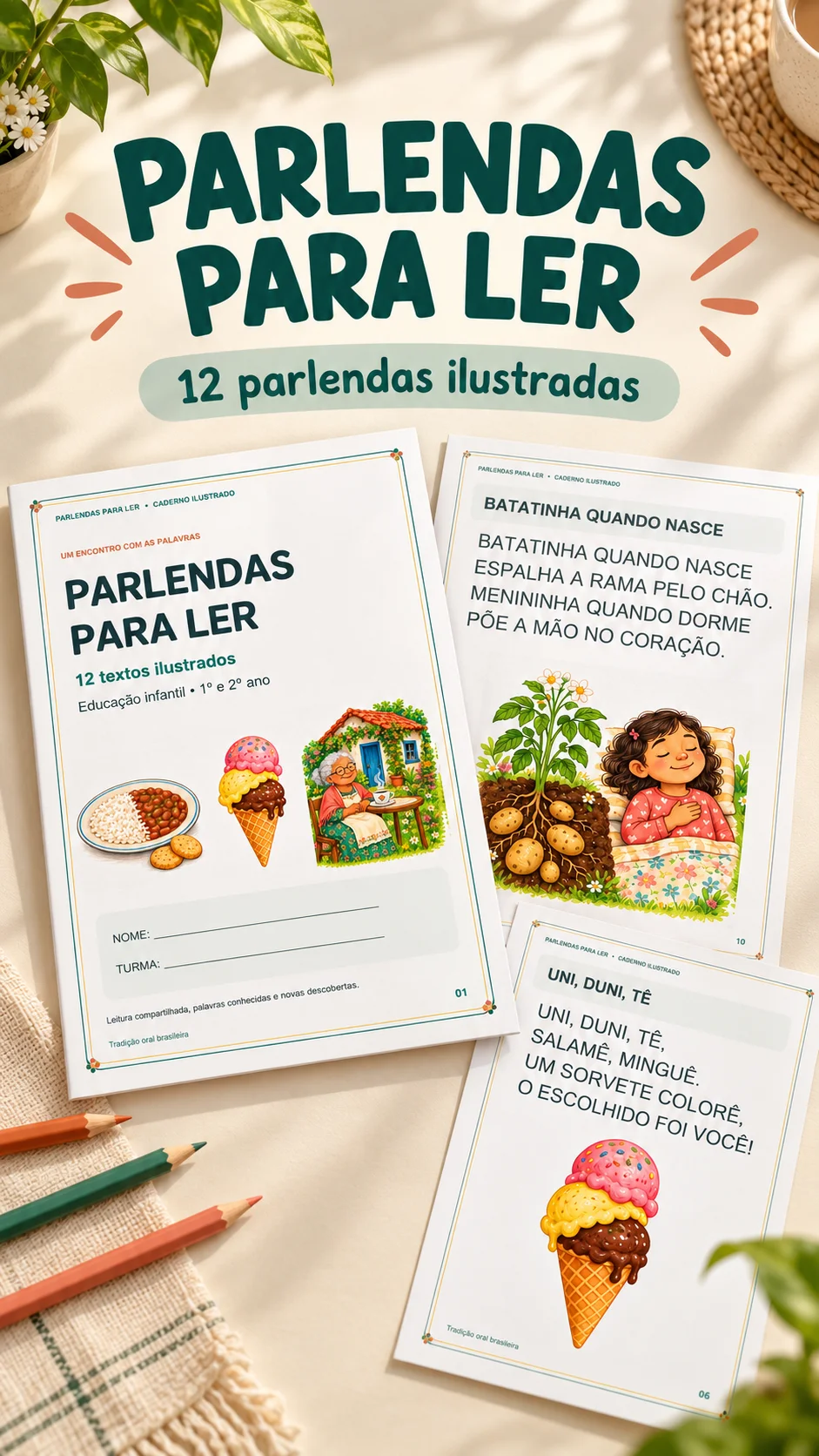 Parlendas para Ler - Educação Infantil - 1º e 2º ano — Kit Ilustrado — Alfabetização para Educação Infantil: Um caderno com…