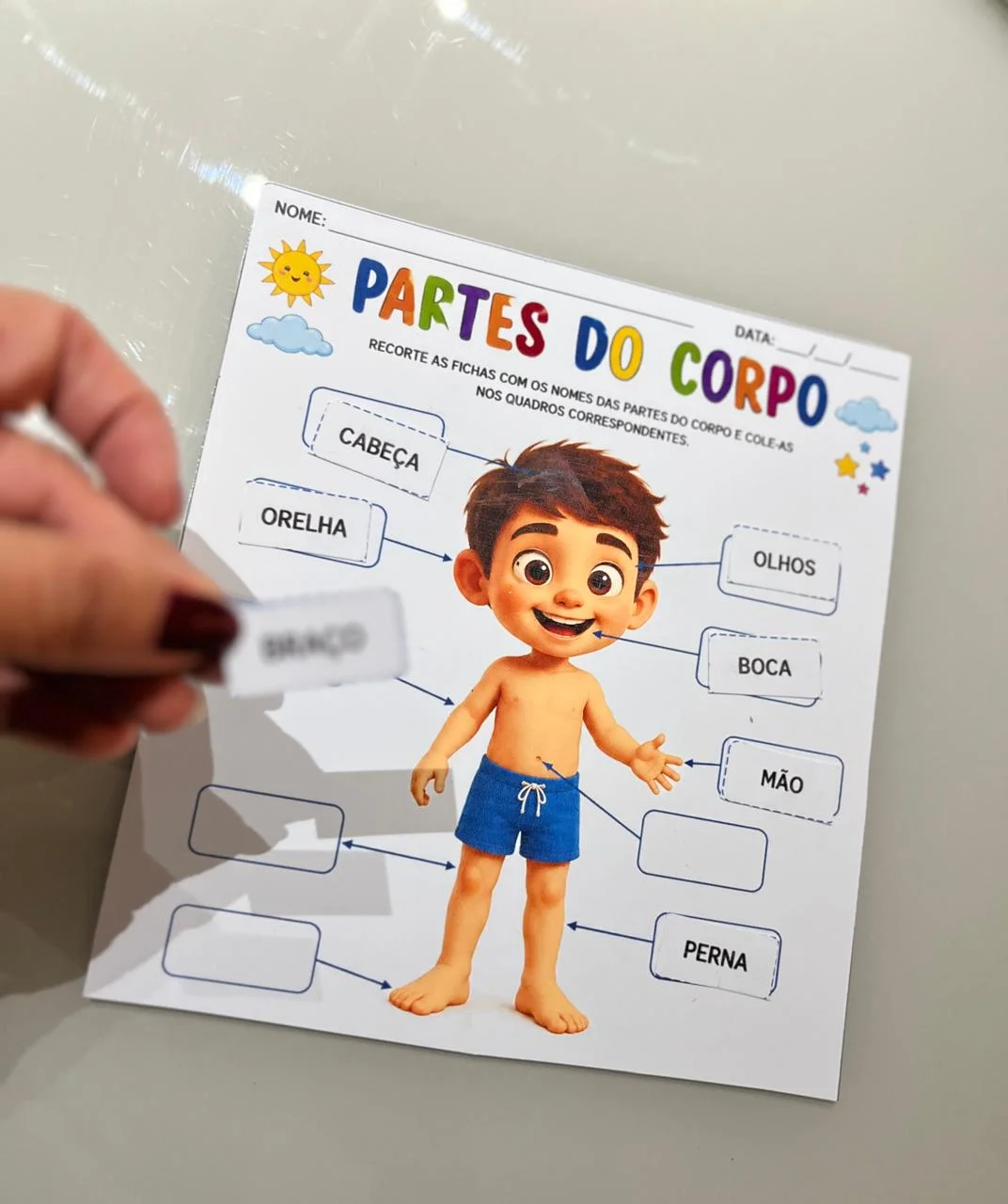 Partes do Corpo Humano – Recorte e Colagem Infantil e 1º ano — amostra 1: Sobre a atividade