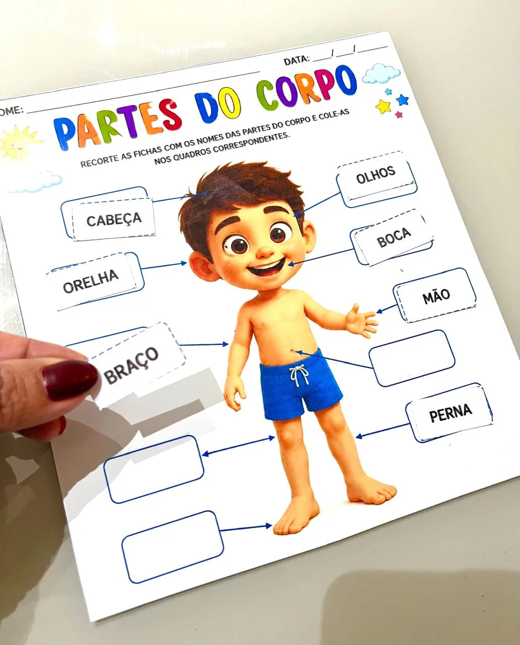 Partes do Corpo Humano – Recorte e Colagem Infantil e 1º ano — amostra 2: Como funciona