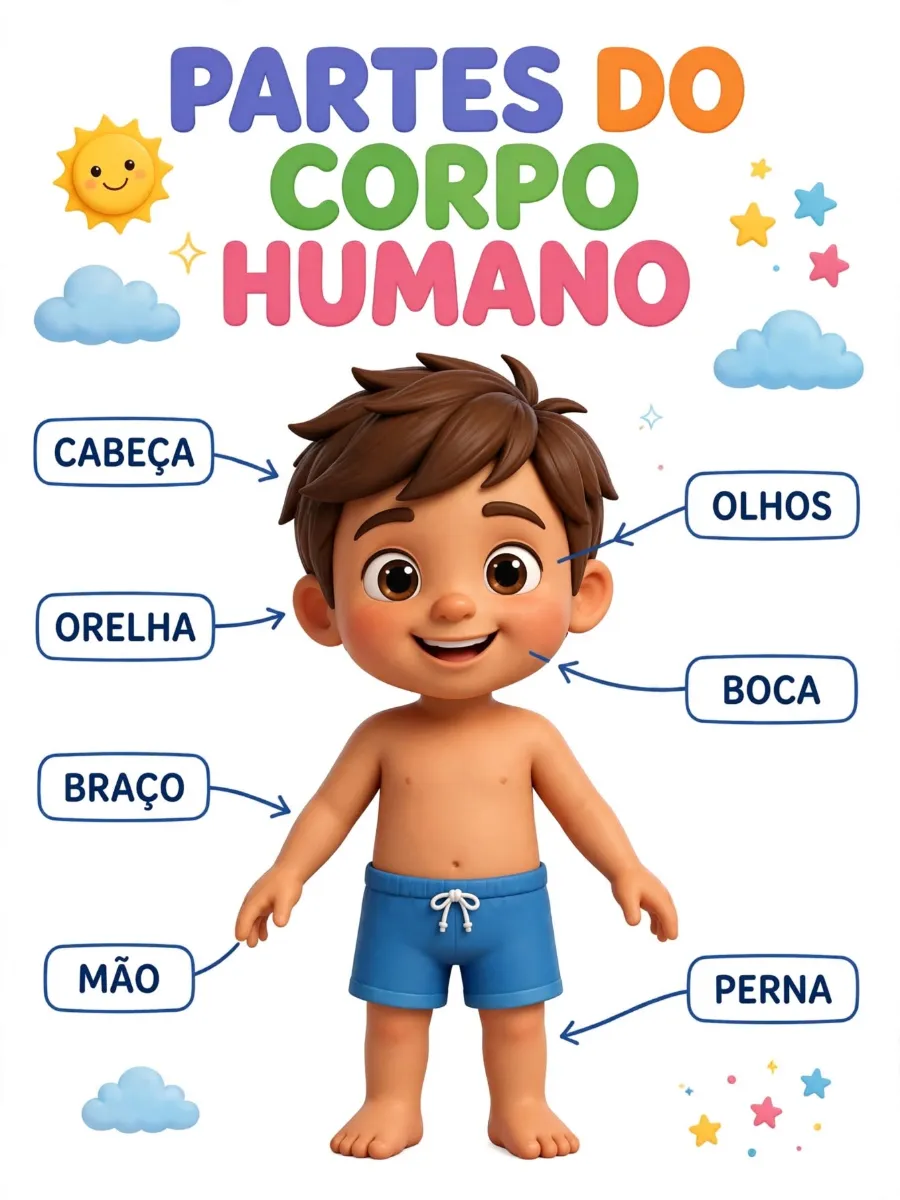 Partes do Corpo Humano - Recurso Pedagógico Alfabetização — Ciências para Educação Infantil: Atividade pedagógica de…