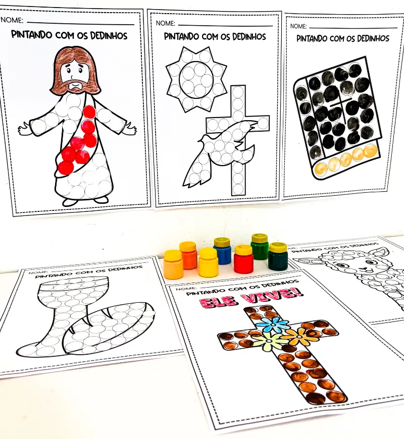 Páscoa Cristã: 6 Atividades de Pintura com os Dedinhos — amostra 1: Pintura com os dedinhos para trabalhar a Páscoa Cristã